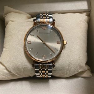 Two tone Stainless steel rose gold Emporio Armani womans Watch